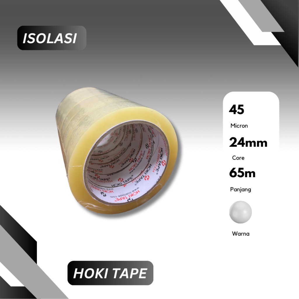 

1 DUS Isolasi 24 mm x 65 M Bening (1 Dus = 144 Roll/Pcs)