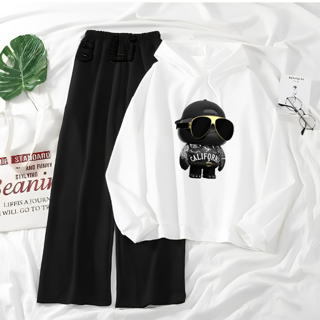 JBF One Set Baju Remaja Setelan Hoodie Dan Celana Kulot California Bear