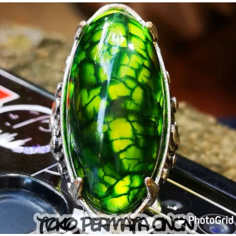 Batu akik asli pandan hijau sisik naga