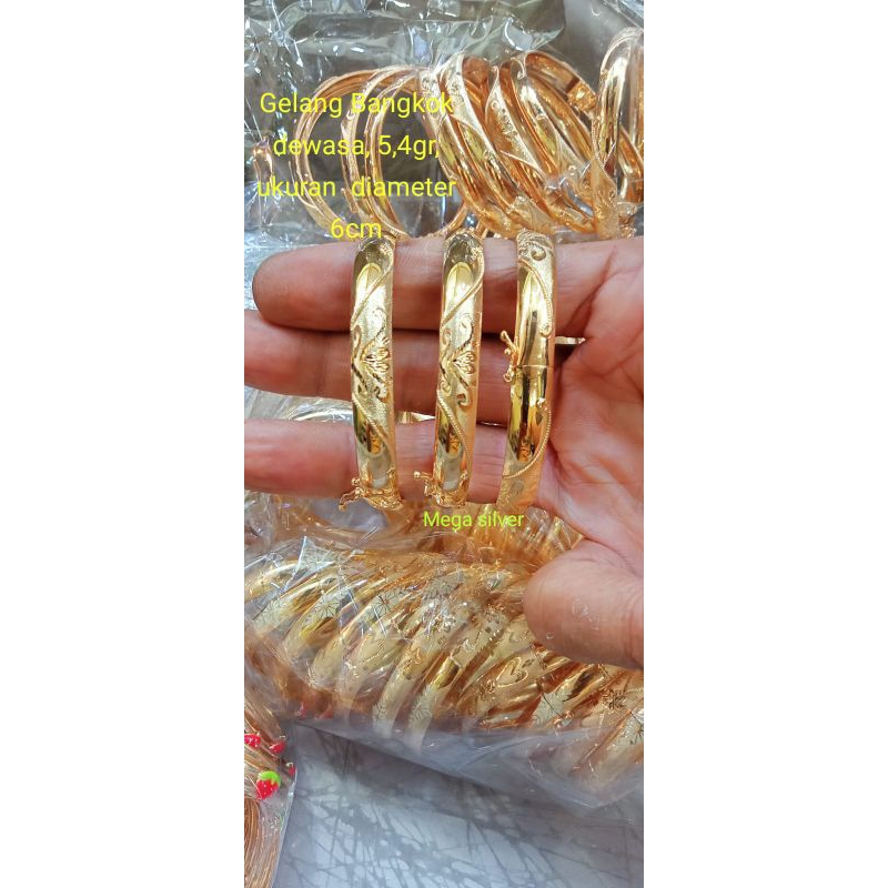 gelang Bangkok dewasa, asli perak 925 lapis mas