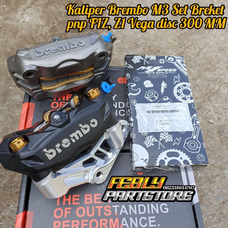 KALIPER BREMBO M432 SET BREKET CNC FIZ R JUPITER Z1 VEGA R KALIPER BREMBO M43 IMPORT 4 PISTON KALIPE