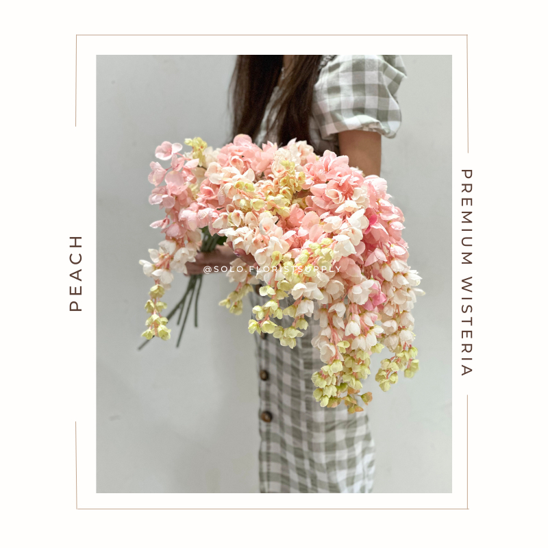 Wisteria Jumbo Daun Rambat Plastik Dekorasi Lamaran Bunga Artificial Wisteria Tanaman Juntai