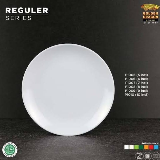 Piring Bulan Premium Melamin Golden Dragon 10" Piring Hitam Oriental Jepang Cafe Resto Piring Putih 