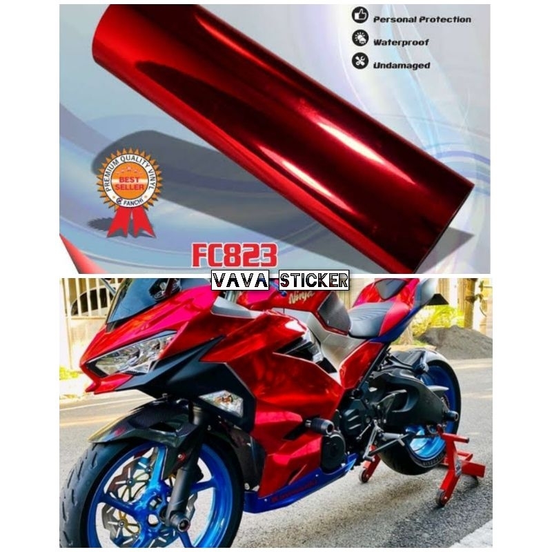 Skotlet merah crome metalik / skotlet merah crome mirror / stiker skotlet merah crome