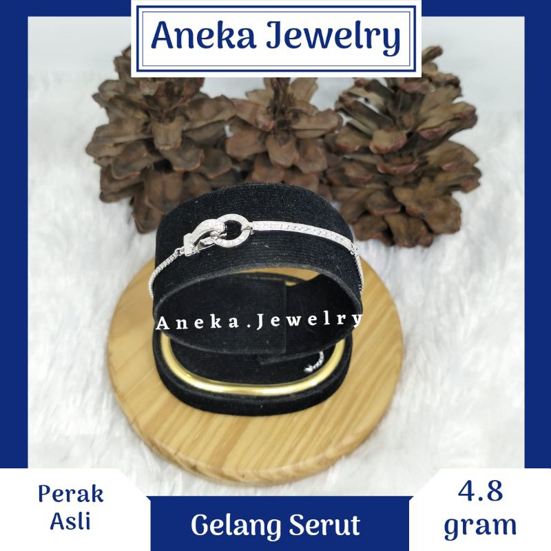 Gelang Serut Variasi Mata - Mata, Perak 925