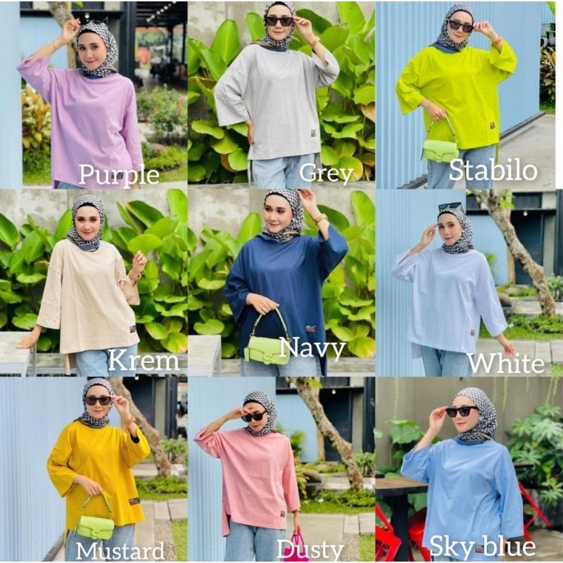 Kaos Oversize Longback Polos by GYL Original, Kaos Oversize Cewek, Kaos Cewek LD 120 - 130 CM, Kaos 