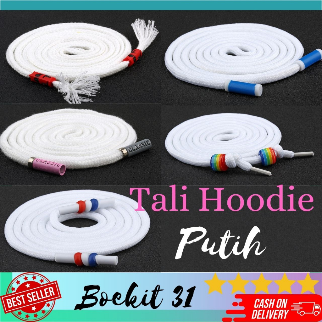 Tali Hoodie PUTIH Tali Sepatu  Tali Celana Kwalitas Premium Tali PUTIH