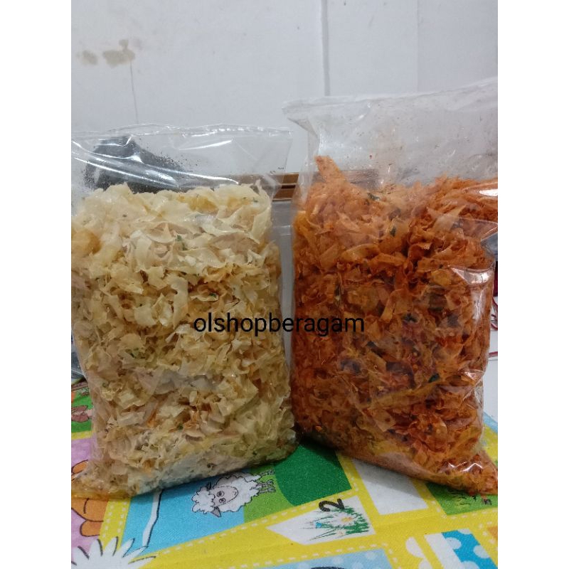 

Viral keripik singkong kriwil mix bundling rasa pedas cikruh 500g dan gurih cikruh 500g