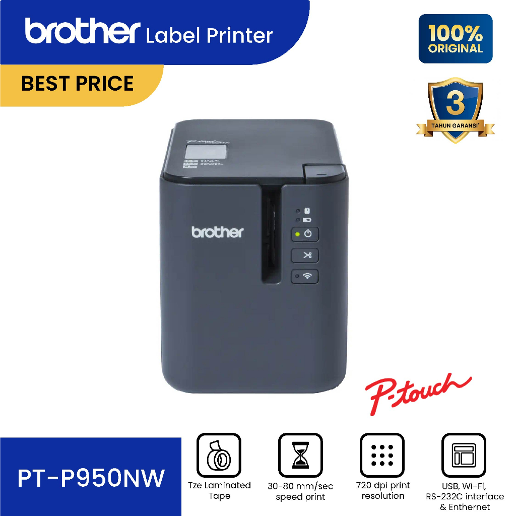 Brother Printer Label PT-P950NW Label Maker / Pembuat Label PT P950NW