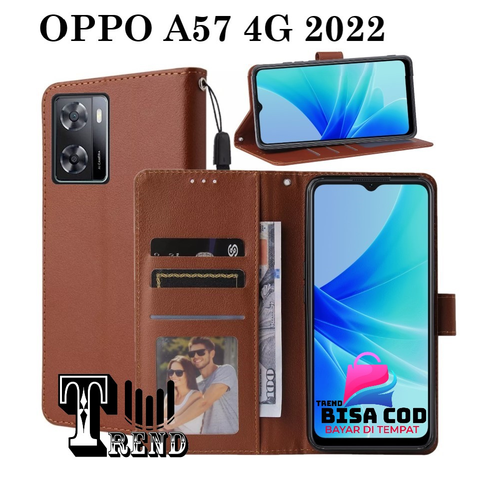 FLIP COVER  OPPO A57 2022  LEATHER CASE FLIP OPPO A57 2022 FLIP WALLET CASE KULIT CASING DOMPET-FLIP