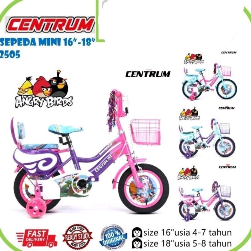 Sepeda mini 12 16 18 inch anak perempuan angry bird Centrum keranjang ctb 2505