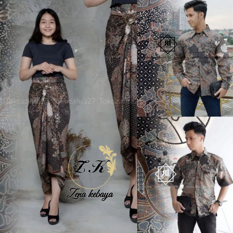 Couple Rok Lilit Kemeja Batik Couple Pasangan Lamaran Baju Couple Batik Pria Dan Wanita