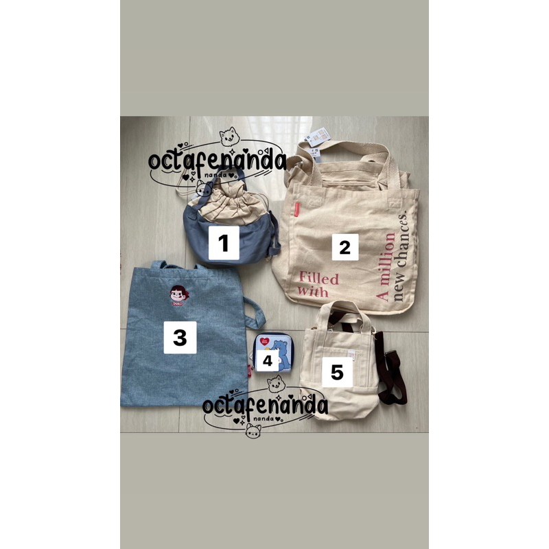 Tas Daiso Totebag Peko Daiso Korea Dompet Mini Care Bears