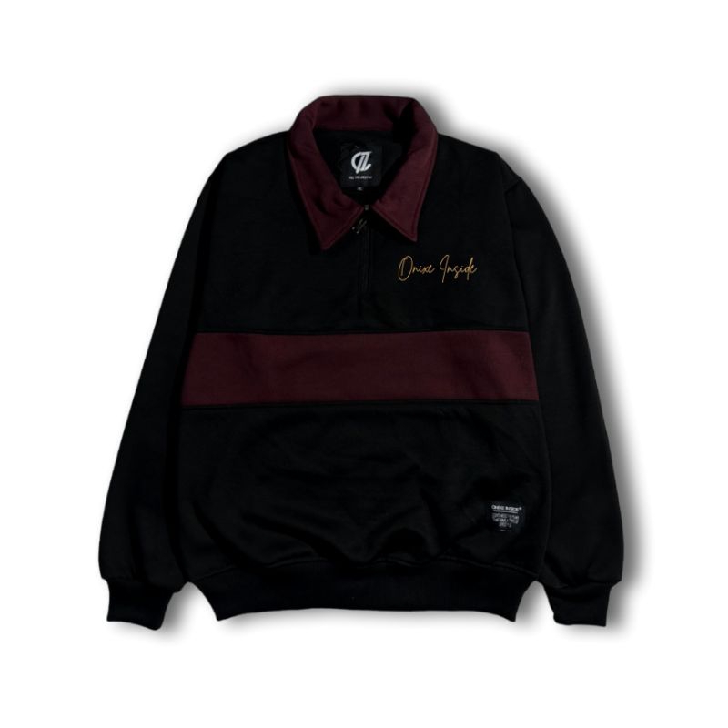 Onixe Inside Jaket Rugby Pria & Wanita (UNISEX) Kombinasi  Original High Quality Distro(Bisa COD)-RUGBY|HITAM-BURGUNDY