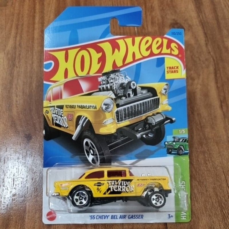 Hotwheels 55 Chevy Bel Air Gasser Tri Five Kuning