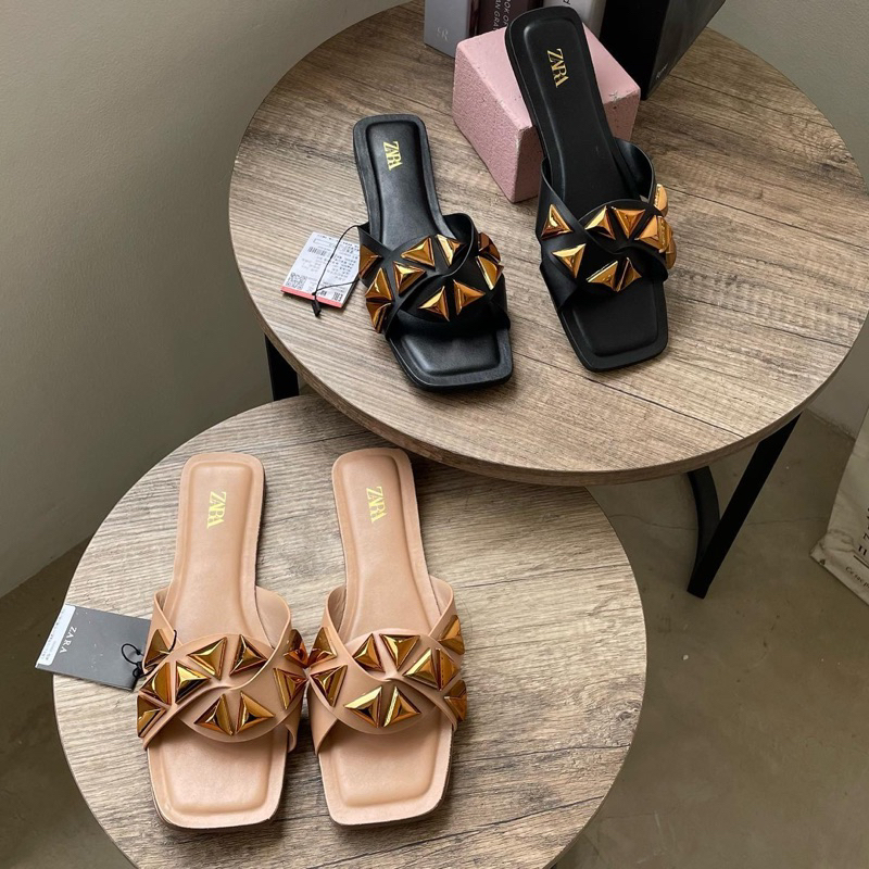 ZR Embellished Studded Flat Sandals