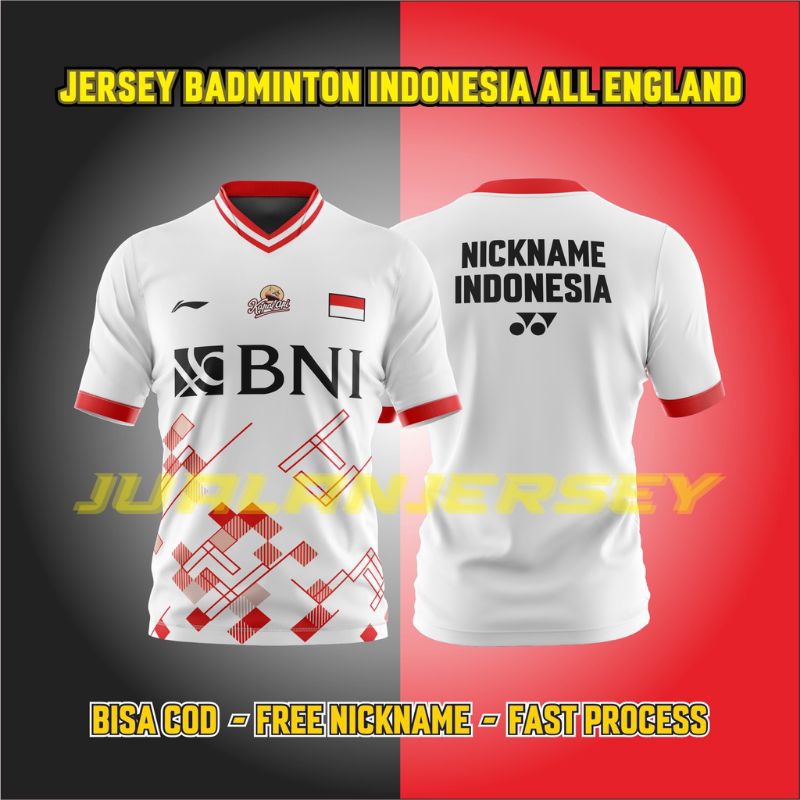 Jersey Badminton Indonesia All England 2023 Free Nama
