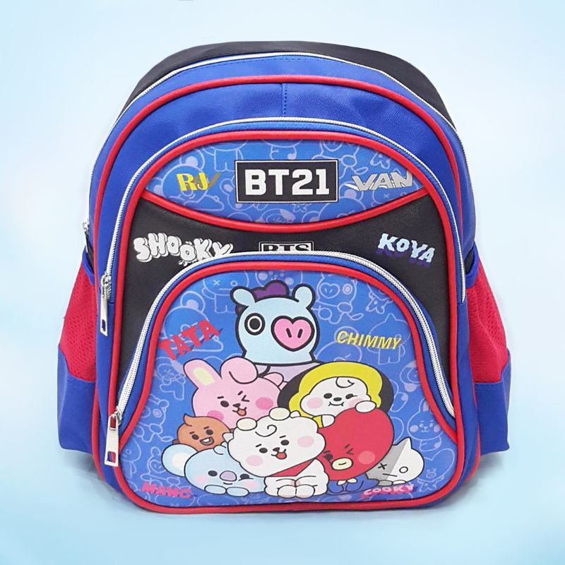TAS ANAK SEKOLAH TK RANSEL BACKPACK BTS BT 21 BT-21 BT21 BTS-21 BTS21 BIRU 12-01