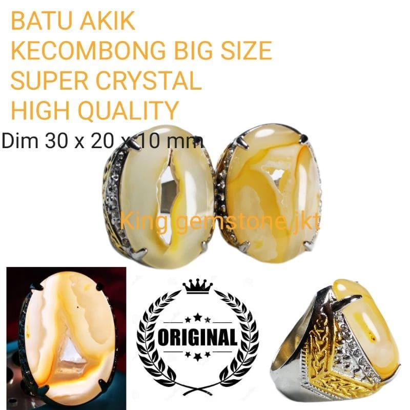 Natural Batu Akik Pandan Combong Kristal Elegant