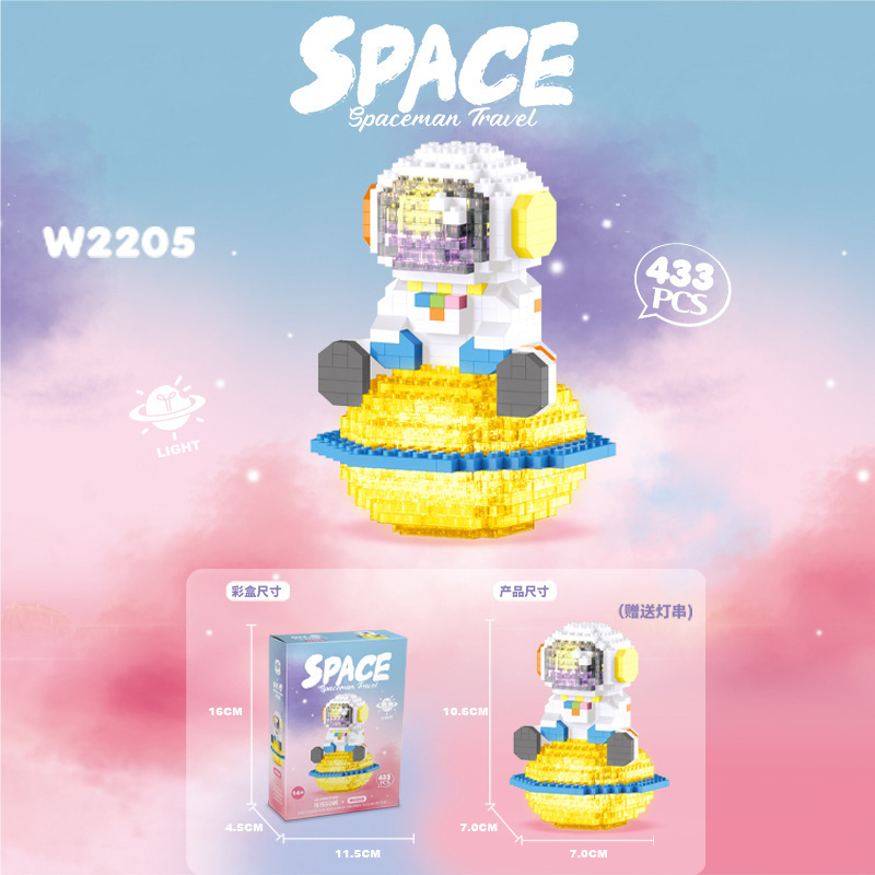 Bricks Nanoblocks Nyala astronot lampu tidur lucu mainan rakit