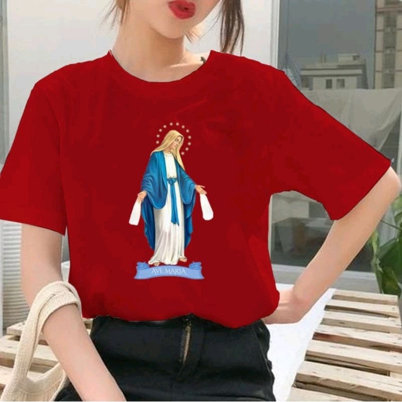 Baju Kaos Bunda Maria Rohani Kristen Katolik Keluarga Wanita Dewasa Jumbo Couple