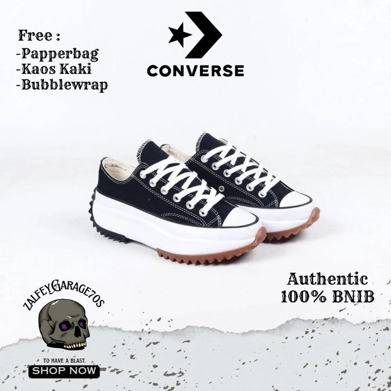 TERBARU  SEPATU PRIA/WANITA CONVERSE RUN STAR HIKE LUGGED LOW BLACK WHITE ORIGINAL UNISEX (GRATIS KA