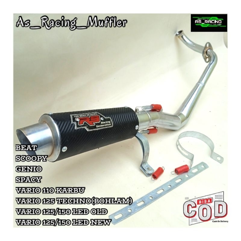 KNALPOT RACING R9 CARBON MATIC BEAT SCOOPY,GENIO,SPACY,VARIO.