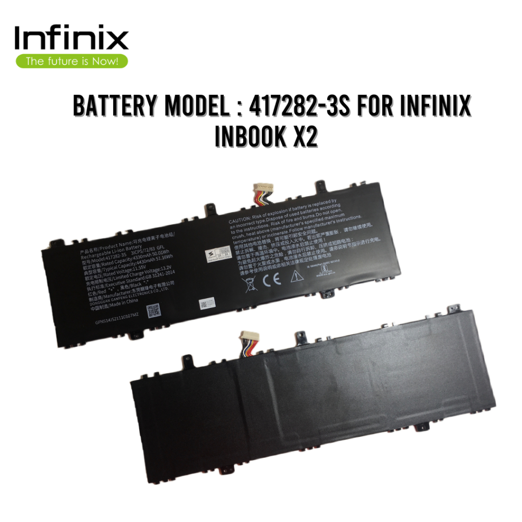 BATERAI BATTERY LAPTOP INFINIX INBOOK X2 i3, i5, i7 Model:417282-3S ORIGINAL