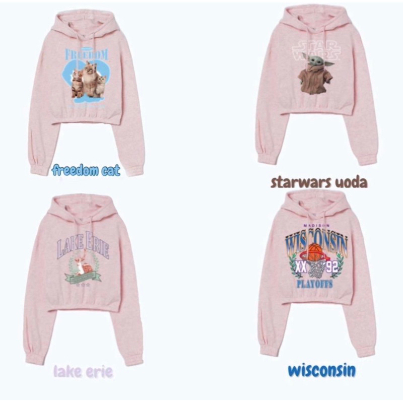 HOODIE PINK CROP HM NEW
