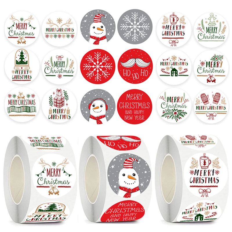 

50pcs Cute Christmas Santa Claus Snowflake Seal Sticker Thank You Sticker Stiker Terima Kasih Natal untuk Online Shop Packing Label Sticker Packaging Seal Segel