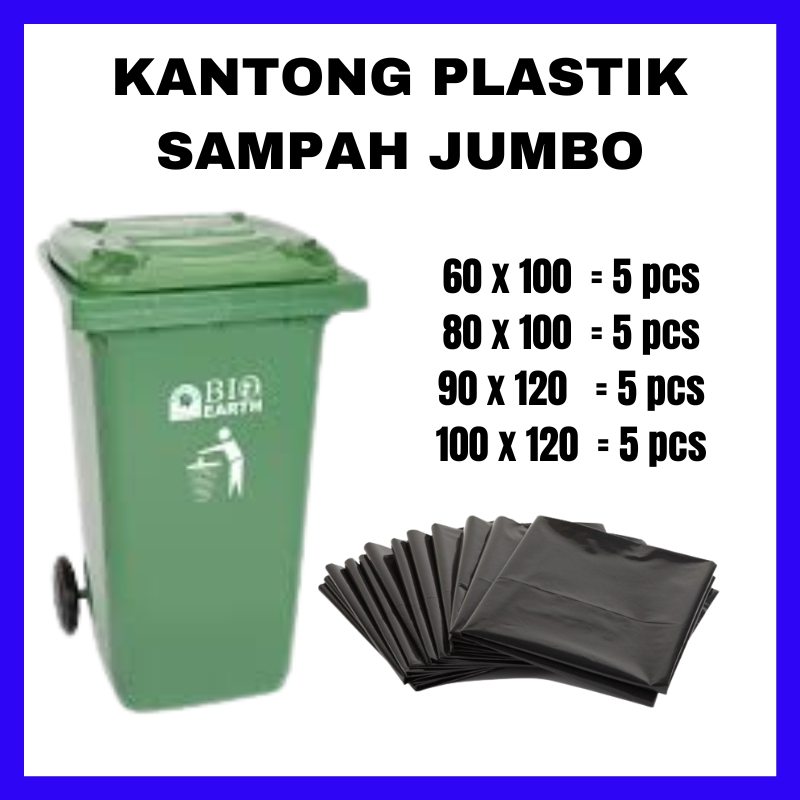 Kantong Plastik Sampah 60x100 80x100 90x120 100x120 Kantong Sampah Hitam Trash Bag Plastik Sampah Bu