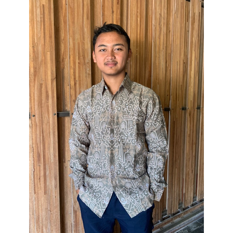 KEMEJA  BATIK PRIA BAHAN  DOBY SAGE GREEN SLIMFIT ANTI KUSUT MODERN PREMIUM
