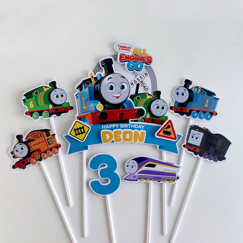 Cake Topper 3D Karakter Thomas and Friends All Engines Go Hiasan Cake Ulang Tahun Tusukan Kue Tart D