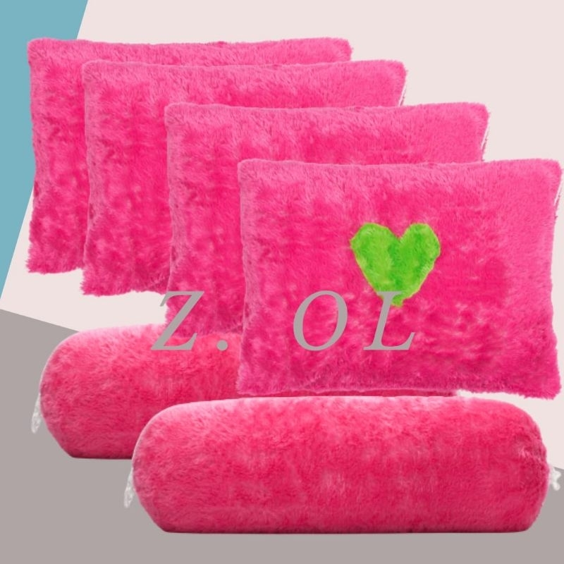 sarung bantal bulu set guling lembut rasfur relsleting korea jumbo bulu2 tidur panjang polos