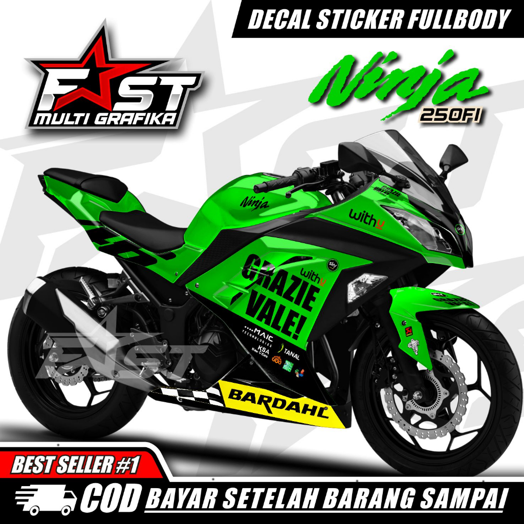 Decal Ninja Fi 250 Stiker Sticker Full Body Kawasaki Ninja FI 250 CC terviral Decal Ninja Fi 250 Sti