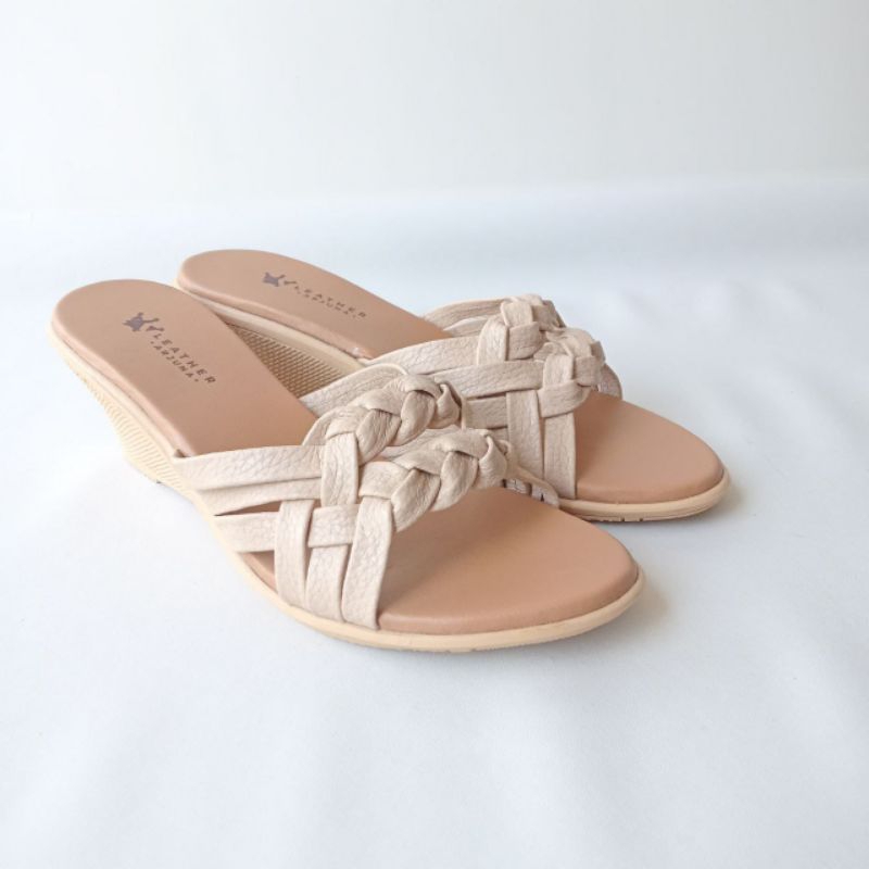 sandal kulit kondangan wedges 5 cm golwes  papirut terbaru bisa COD