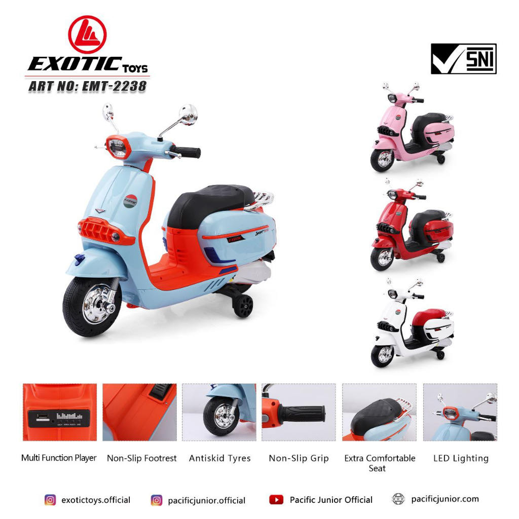 Exotic EMT-2238 RC Motorcycle - Mainan Motor Aki Anak