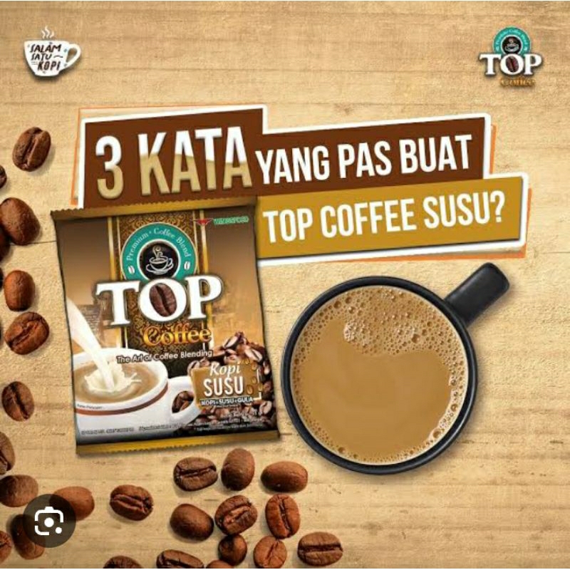 

top coffee susu berat 31g.1 renceng isi 12