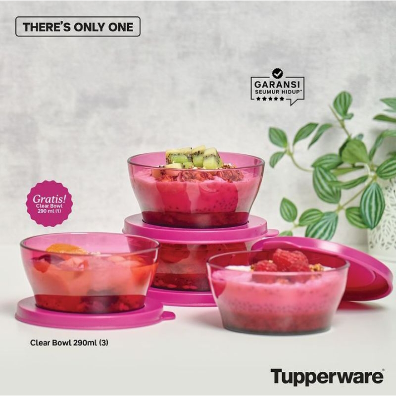 Clear bowl tupperware 290 ml / mangkok kristal tupperware