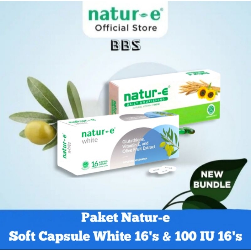 Paket 2 Box Natur E Soft Capsule White dan Hijau 100 IU Isi 16's