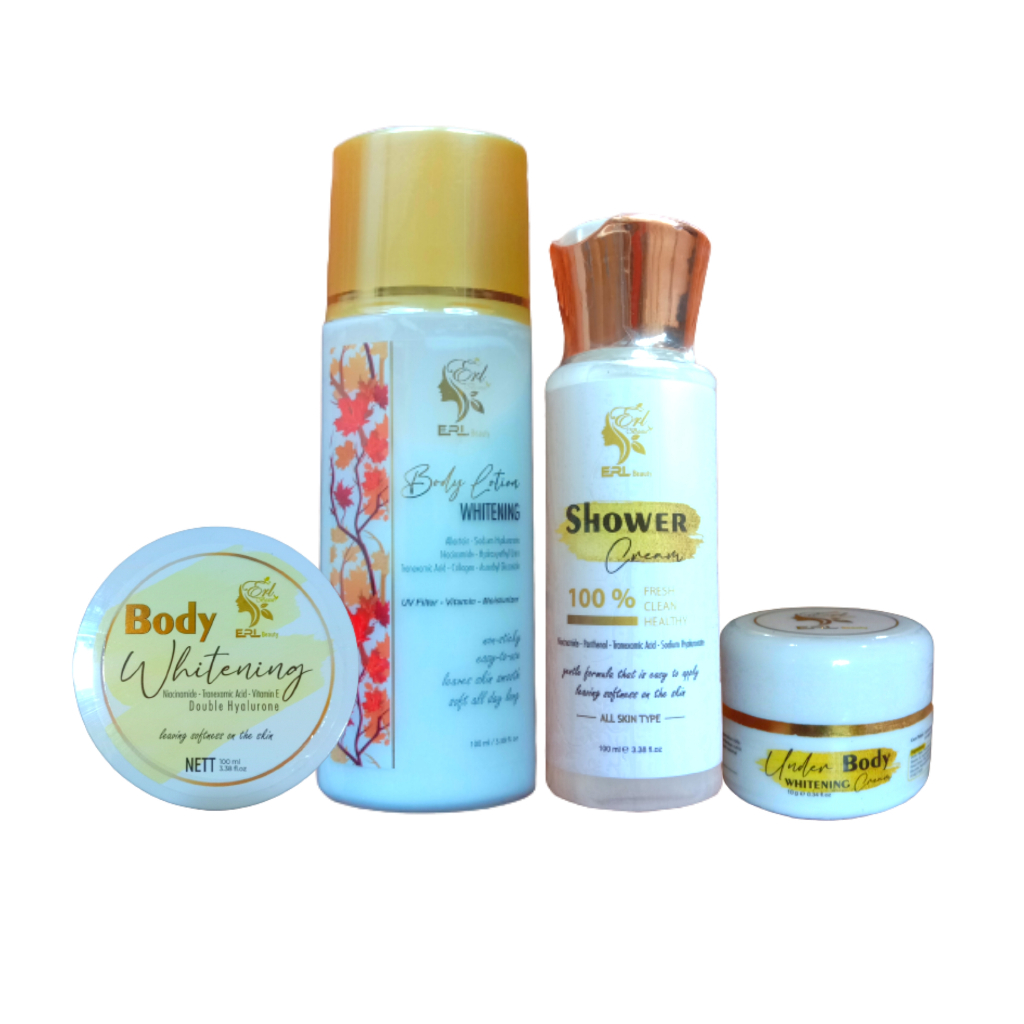 PAKET BODY LOTION+ SHOWER + BODY WHITENING (LULUR)+ UNDER ARM (LIPATAN) ERL BEAUTY
