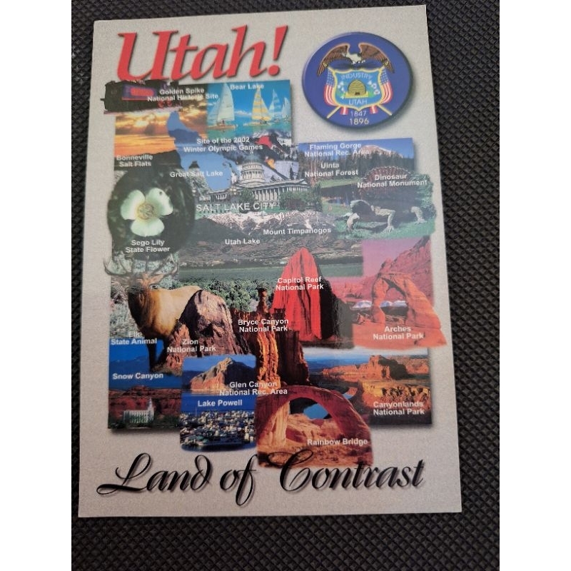 

kartu pos peta utah,amerika/american map postcard