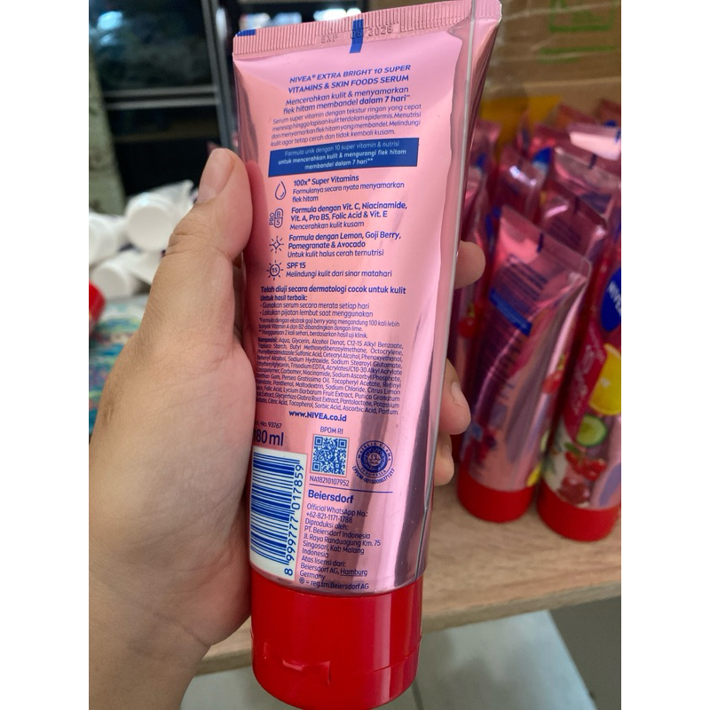 (baca deskripsi) Nivea Body Serum Extra Bright 10 Super Vitamins &amp;Dkin Foods 180ml