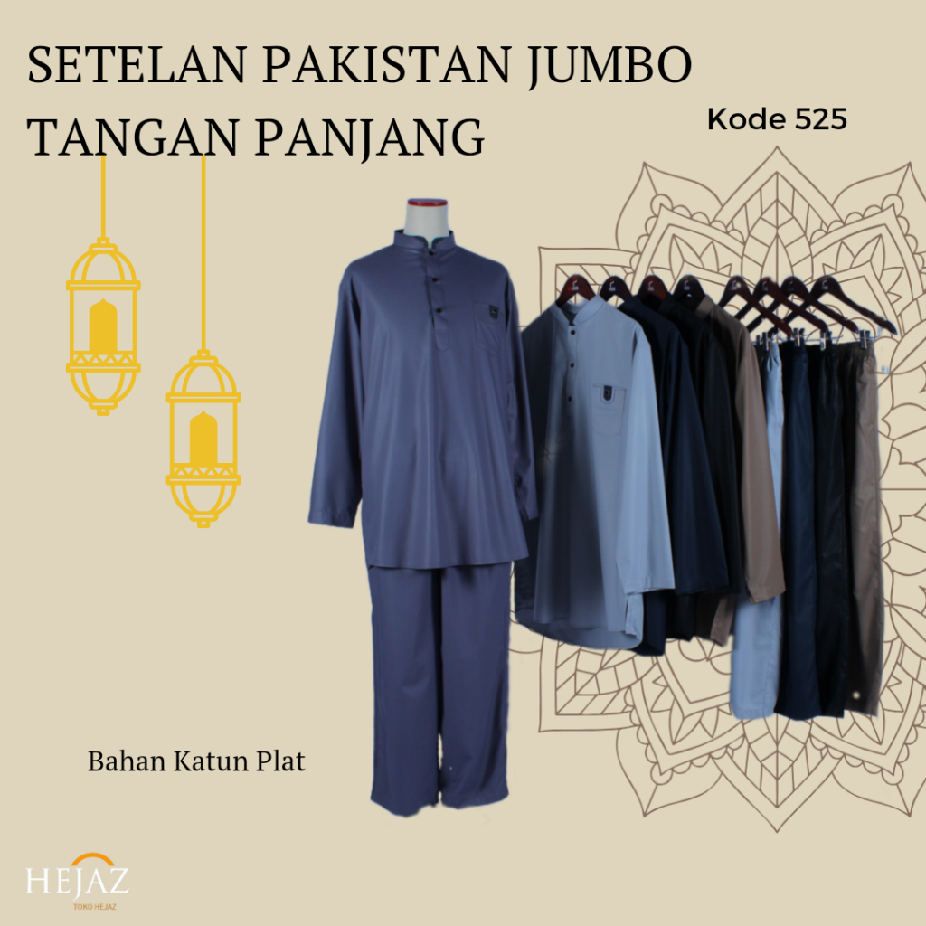 525 Koko Setelan Jumbo Lengan Panjang / Baju Kurta Pakistan Set Celana / Koko Pria Dewasa / Gamis Pr