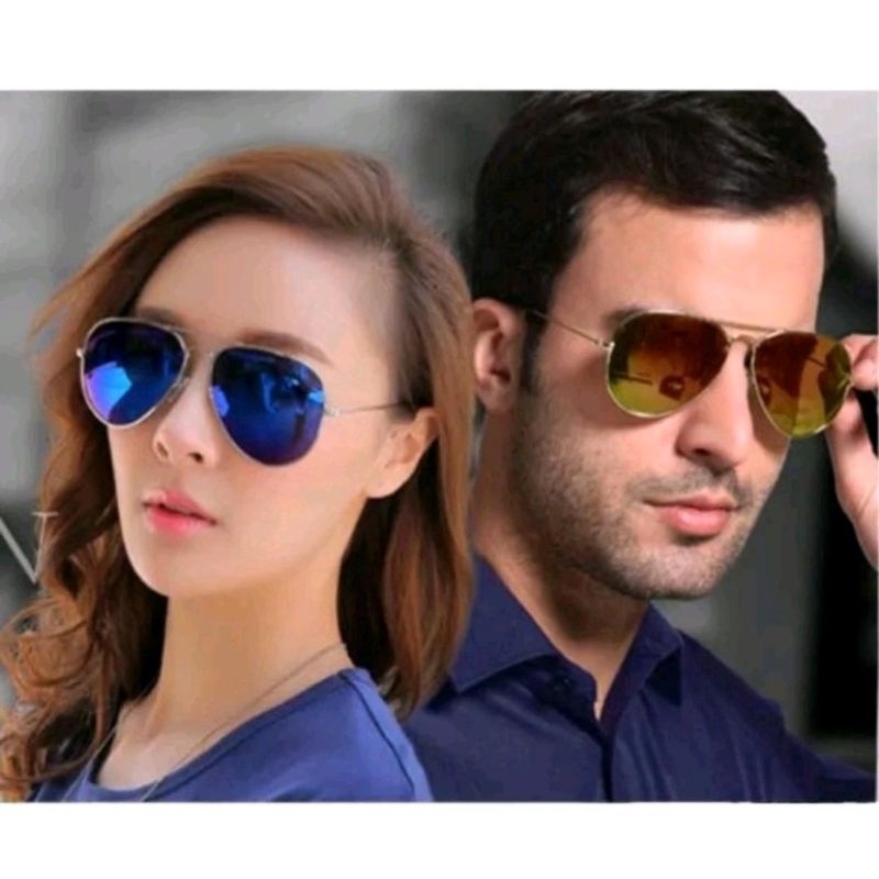 Kacamata Hitam Sunglasses Motif OVAL Kacamata Hitam Pria Wanita Bingkai Besi