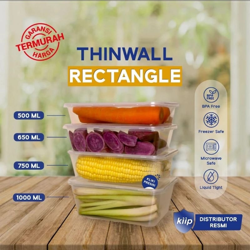 Thinwall kotak makan plus tutup transparan 750 ml KIIP box mika plastik