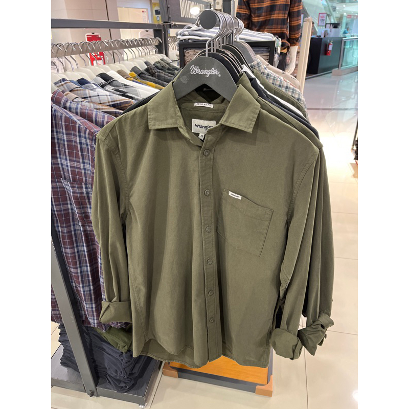 KEMEJA POLOS LENGAN PANJANG WRANGLER ORIGINAL 100%