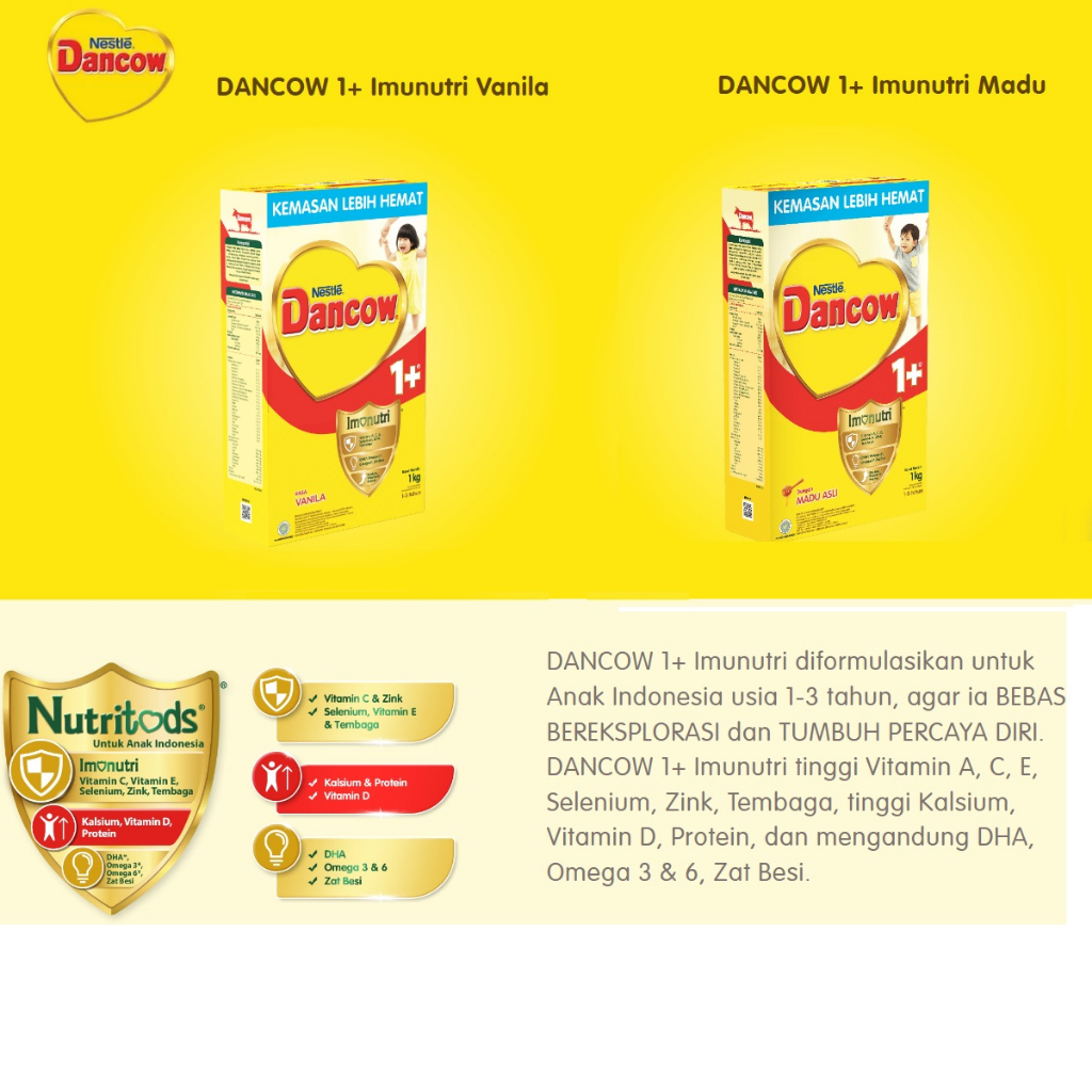 Susu Dancow  1+ vanila/madu 1kg / Dancow 3+ vanila/madu 1 kg