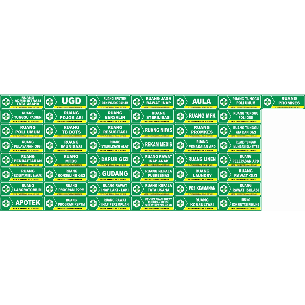 

STIKER VINYL RUANG TUNGGU DLL ( CUSTOM NAMA PUSKESMAS, DIJUAL SATUAN )