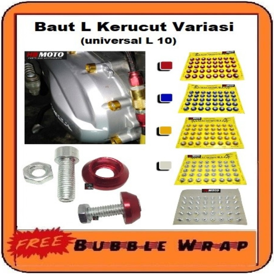 Baut L + Ring Monel Variasi aksesories motor mobil Universal Beat Vario Aerox Nmax PCX Mio MX King S